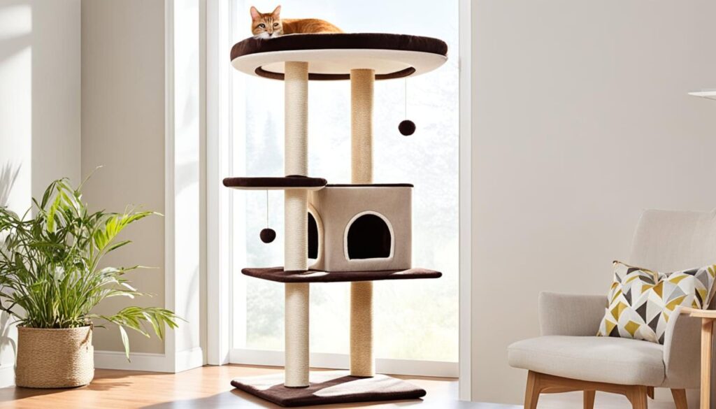 cat tree near window